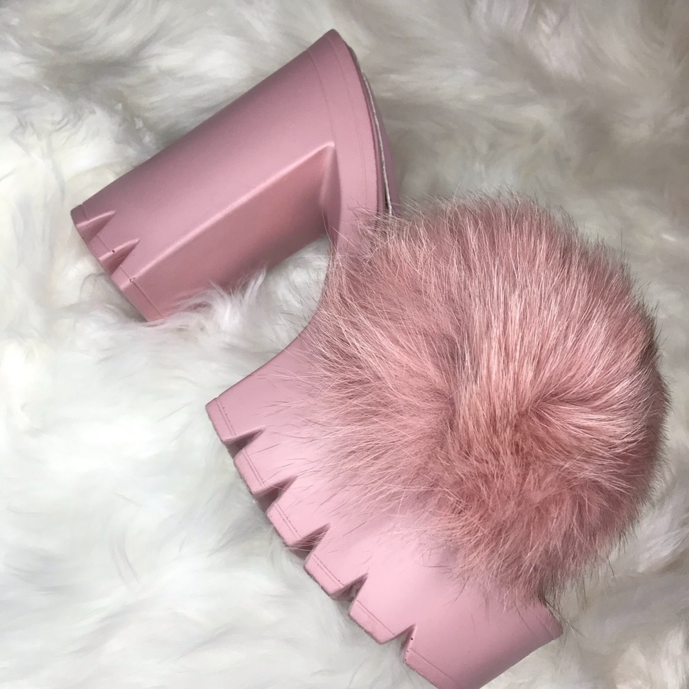 Chunky Peep Toe Heels Mauve